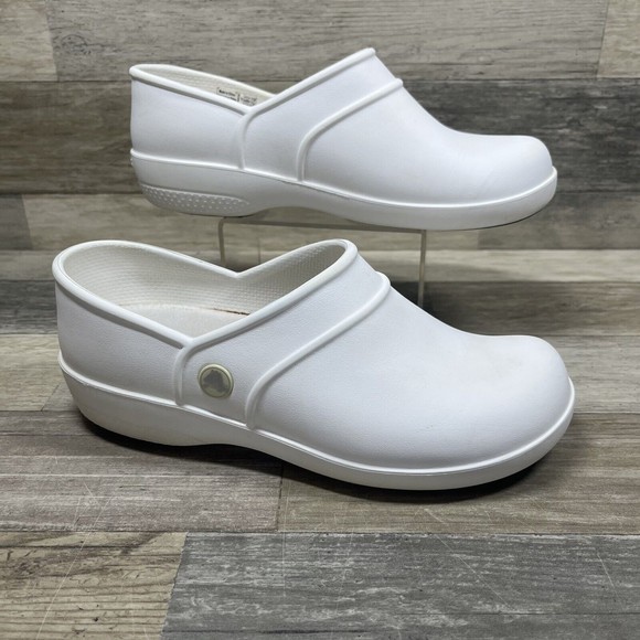 Crocs Neria Clogs Women’s Size 7 White Slip-Resistant Work Shoes 11773 - Picture 1 of 8